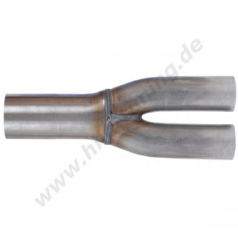 Edelstahl Auspuff Y Adapterrohr 1x76 - 2x76 mm 