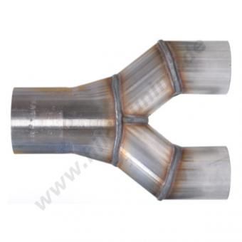 Edelstahl Auspuff Y Adapterrohr 1x76 - 2x63,5 mm breit 