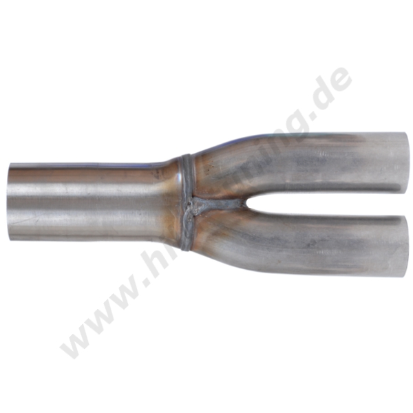 Edelstahl Auspuff Y Adapterrohr 1x63,5 - 2x63,5 mm