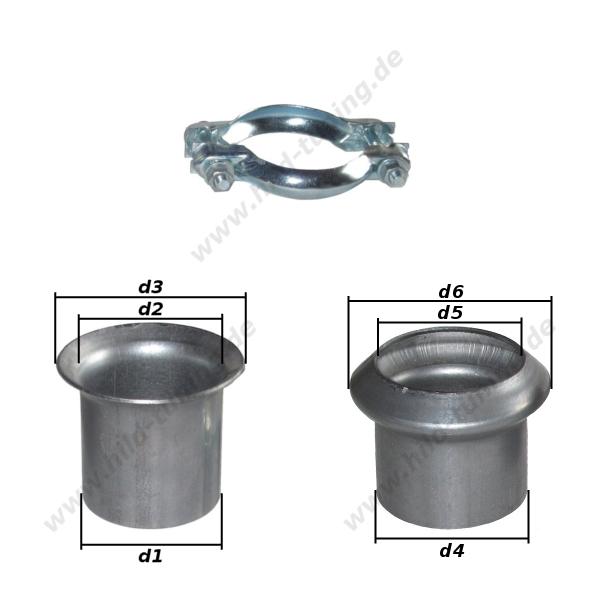 Auspuffschelle für Kat Reparaturrohr mit 60 mm Durchmesser