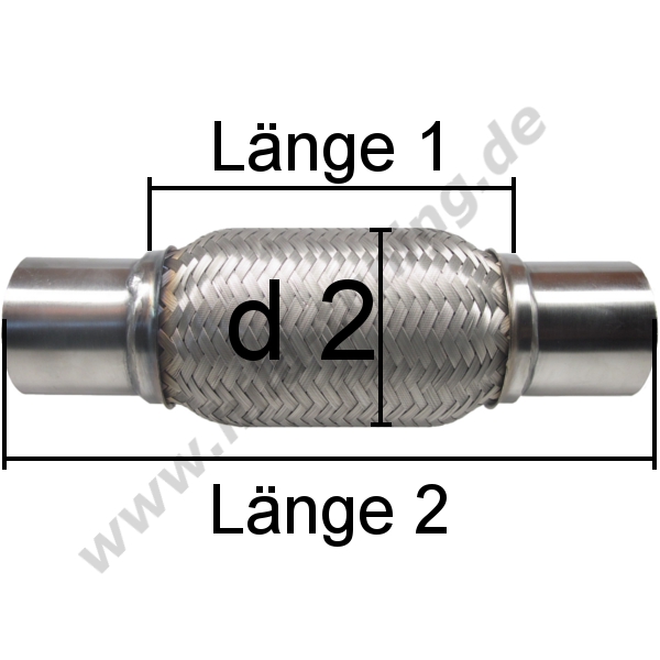 Auspuff Flexrohr verstärkt mit Anschlussrohren 42 mm durchmesser 270 mm lang